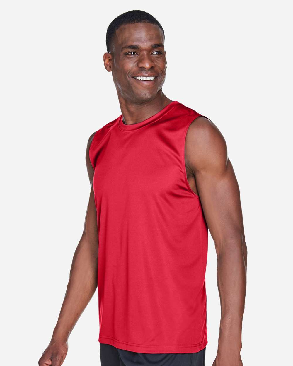 Men's Zone Performance Muscle T-Shirt - OnModelSide - B676D9702 - Sport Red