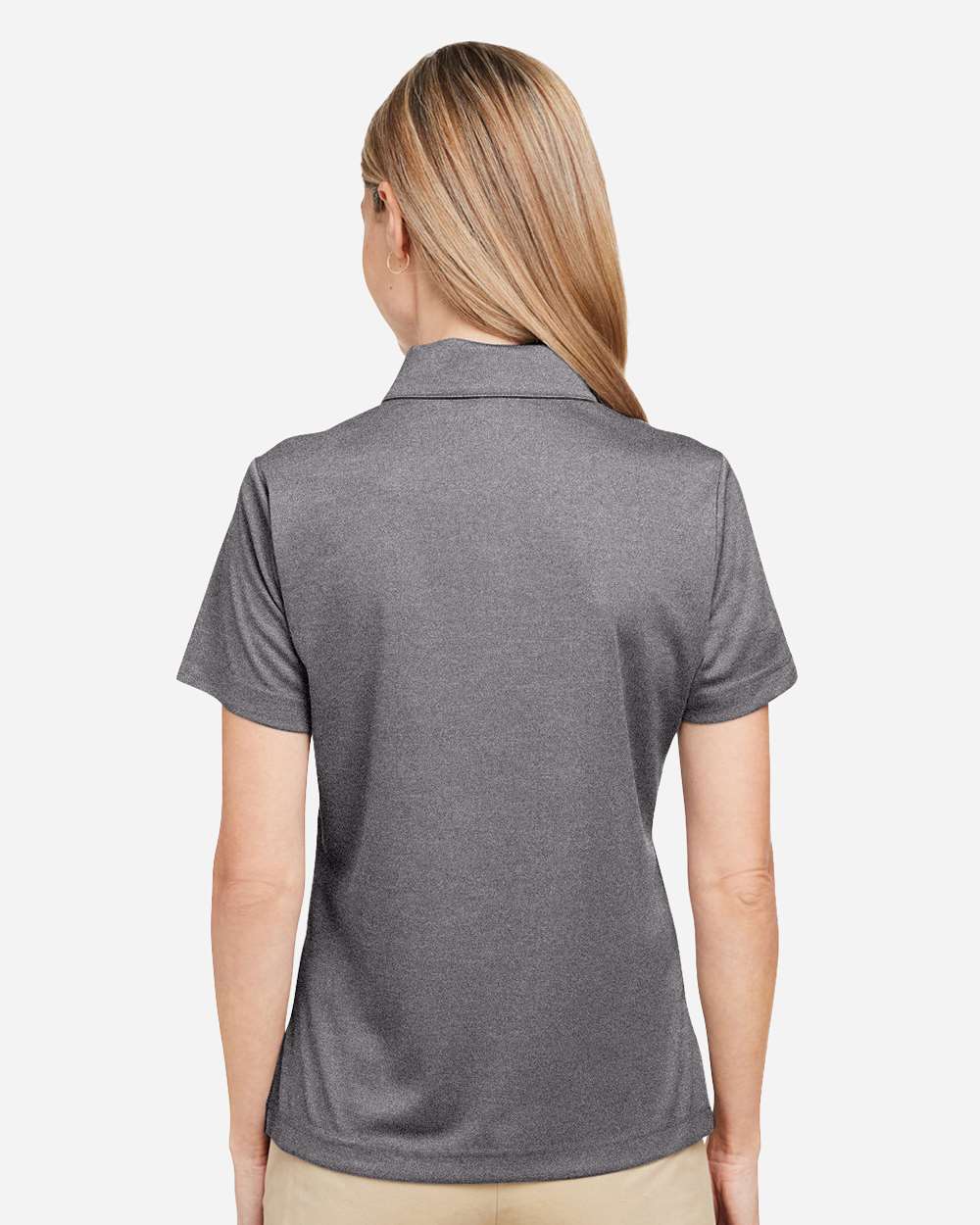 Women's Zone Sonic Heather Performance Polo - OnModelBack - B718D9022 - Dark Grey Heather