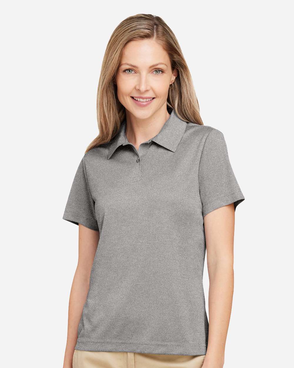 Women's Zone Sonic Heather Performance Polo - OnModelFront - B718D9102 - Athletic Heather