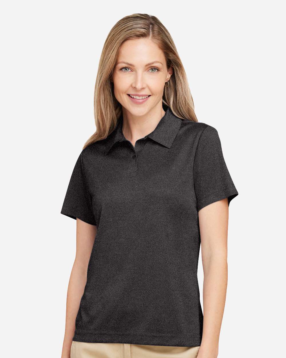 Women's Zone Sonic Heather Performance Polo - OnModelFront - B718D9502 - Black Heather