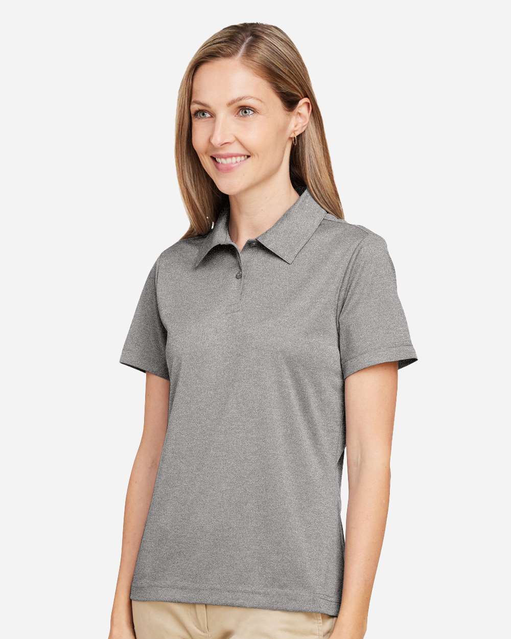 Women's Zone Sonic Heather Performance Polo - OnModelSide - B718D9102 - Athletic Heather