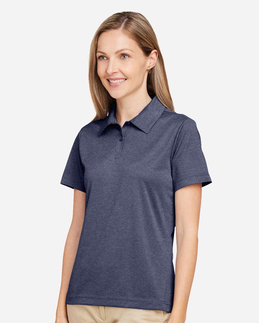 Women's Zone Sonic Heather Performance Polo - OnModelSide - B718D9652 - Sport Dark Navy Heather