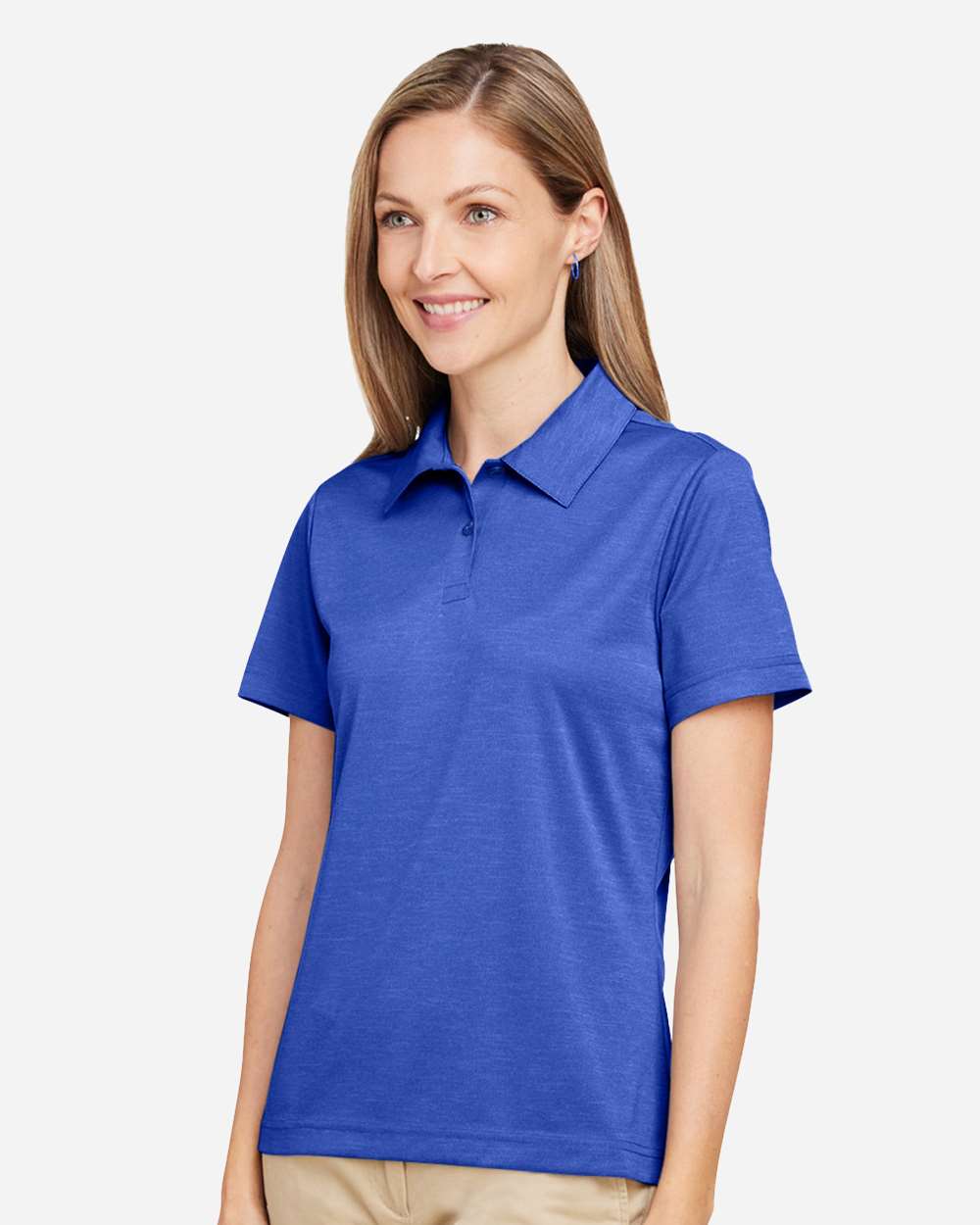 Women's Zone Sonic Heather Performance Polo - OnModelSide - B718D9752 - Sport Royal Heather