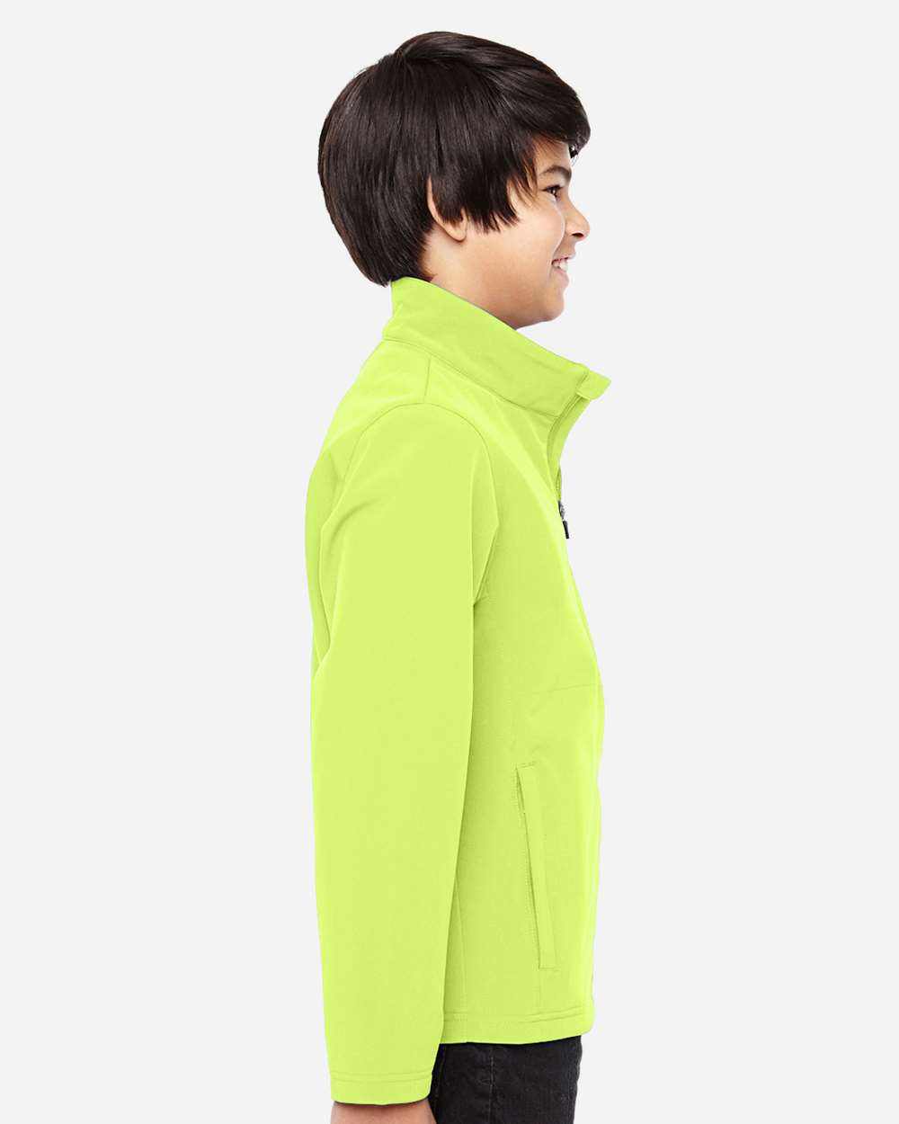 Youth Leader Soft Shell Jacket - OnModelSide - B744D9173 - Safety Yellow