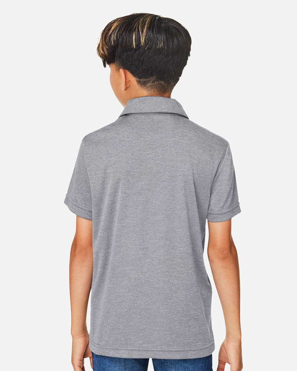 Youth Zone Sonic Heather Performance Polo - OnModelBack - B719D9103 - Athletic Heather