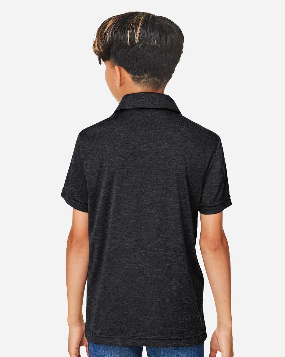 Youth Zone Sonic Heather Performance Polo - OnModelBack - B719D9503 - Black Heather