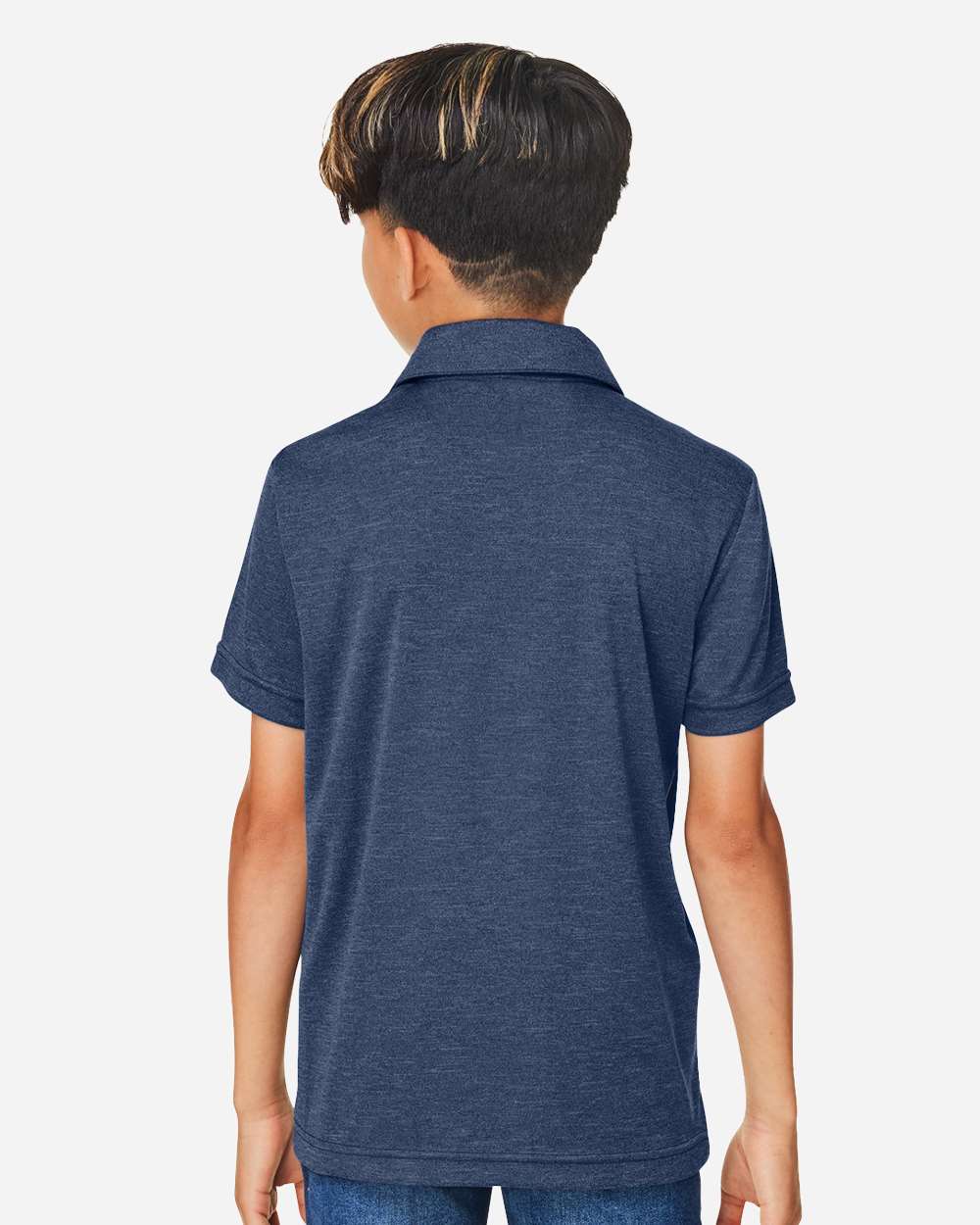 Youth Zone Sonic Heather Performance Polo - OnModelBack - B719D9653 - Sport Dark Navy Heather