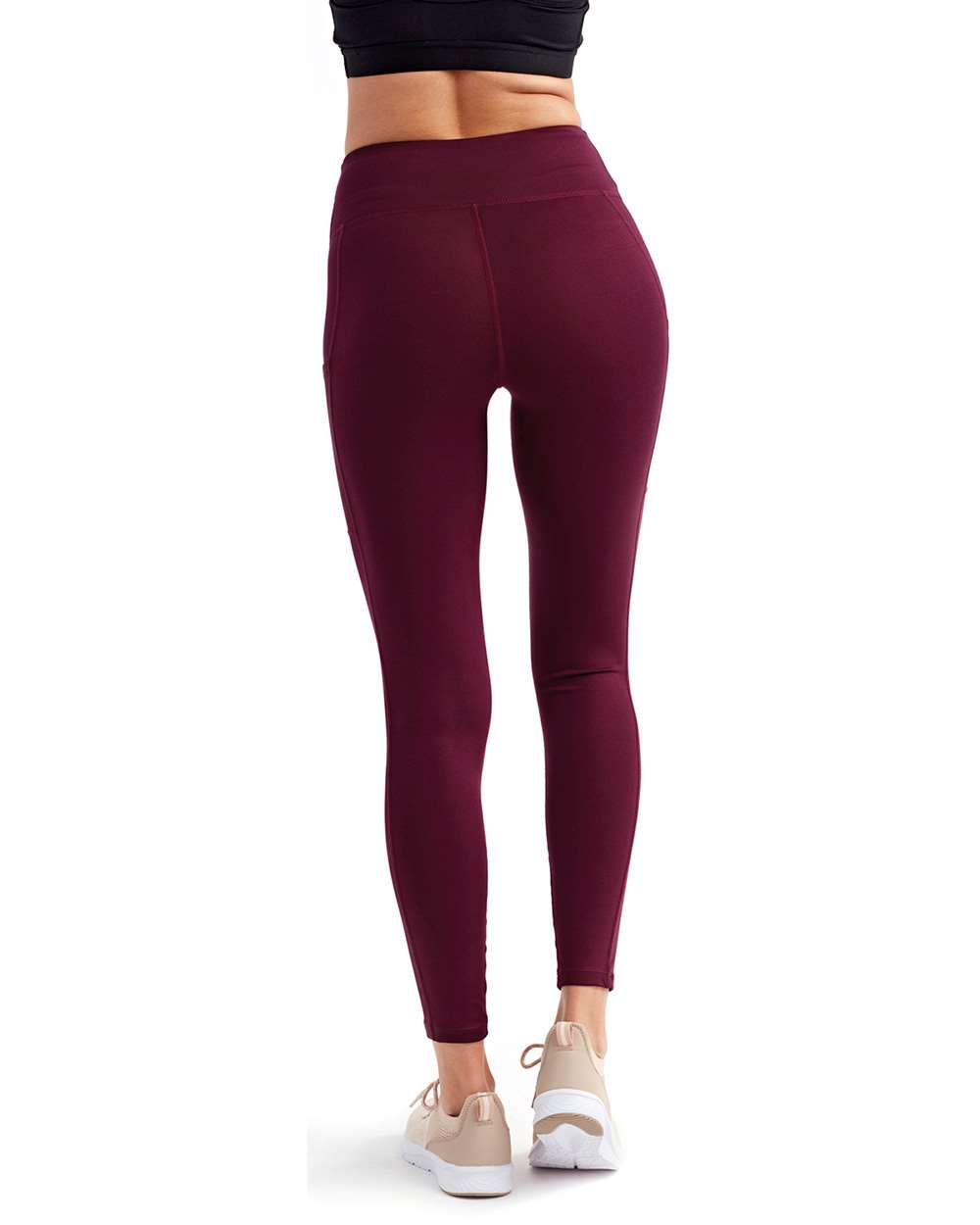 Women's Mesh Pocket Danica Leggings - OnModelBack - B856A2532 - Mulberry