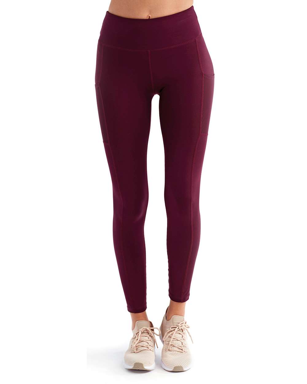 Women's Mesh Pocket Danica Leggings - OnModelFront - B856A2532 - Mulberry