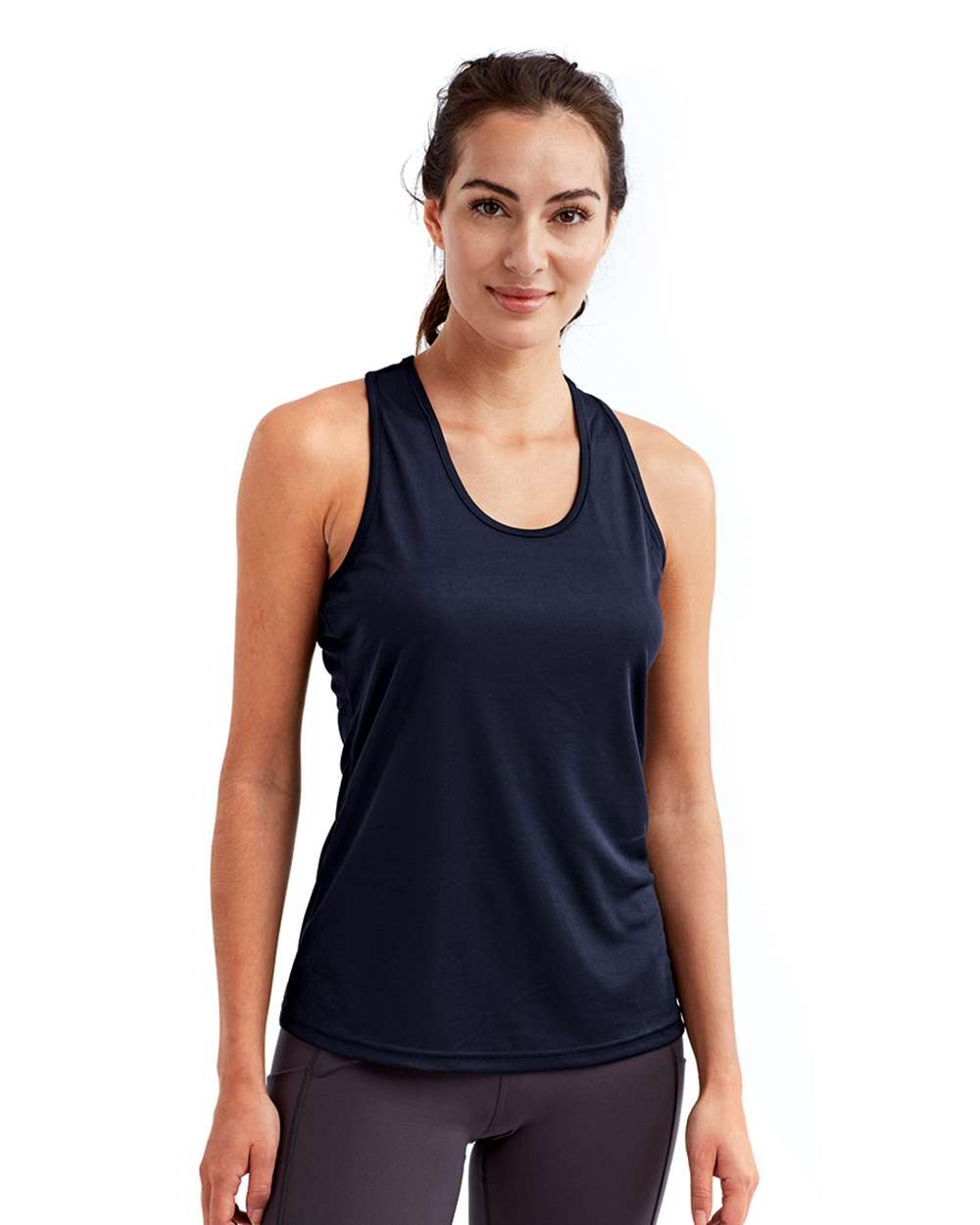 Women's Knot Back Venus Tank - OnModelFront - B848A2652 - French Navy
