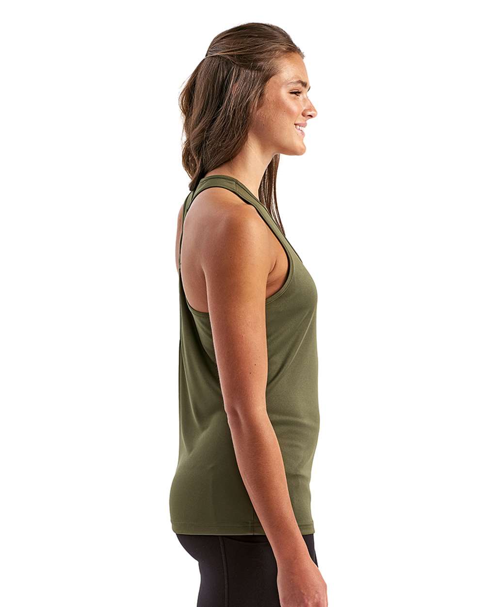 Women's Knot Back Venus Tank - OnModelSide - B848A2542 - Olive