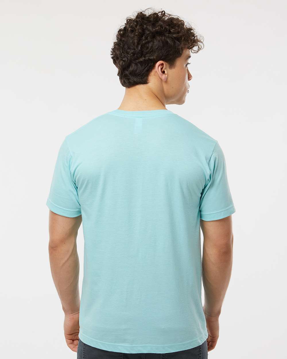 Men's Fine Jersey T-Shirt - OnModelBack - B10259052 - Heather Purist Blue
