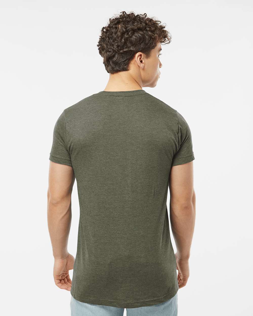 Men's Fine Jersey T-Shirt - OnModelBack - B10259062 - Heather Military Green