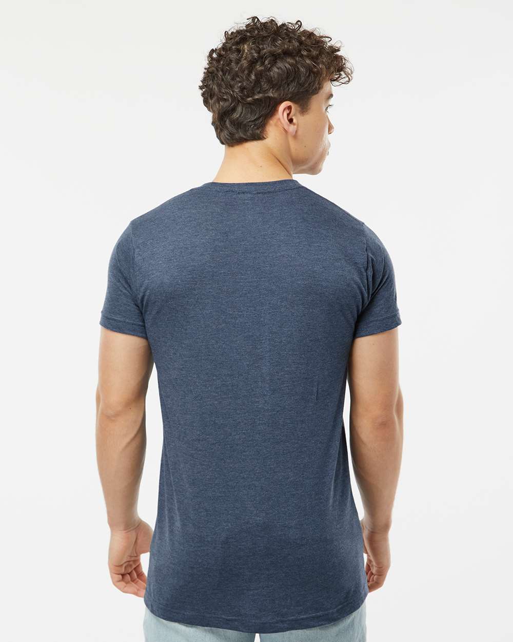 Men's Fine Jersey T-Shirt - OnModelBack - B10259142 - Heather Denim
