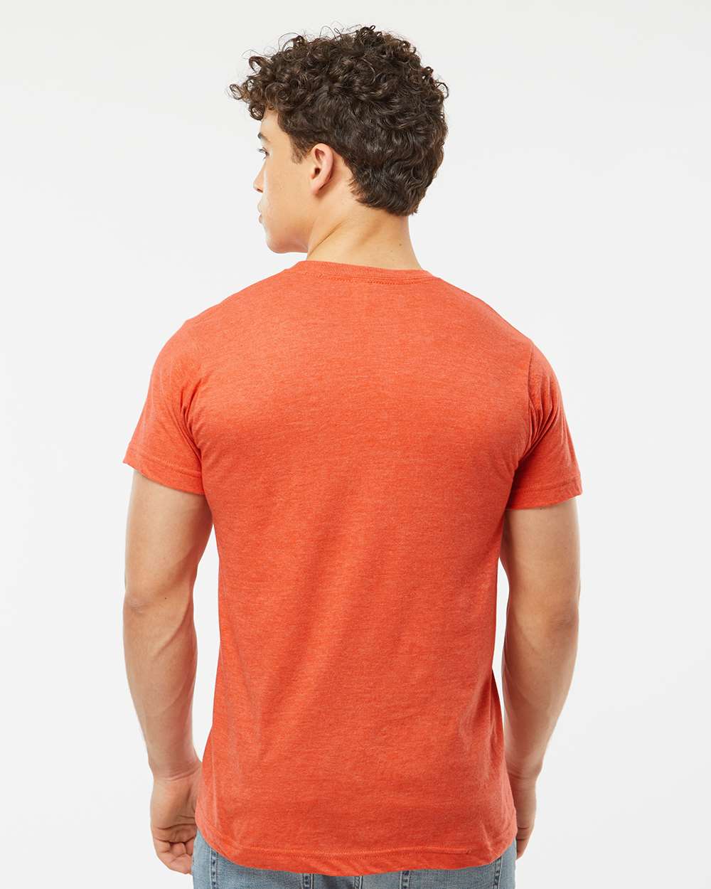 Men's Fine Jersey T-Shirt - OnModelBack - B10259162 - Heather Orange