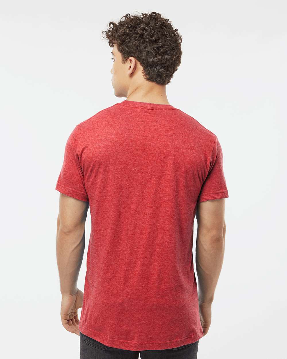 Men's Fine Jersey T-Shirt - OnModelBack - B10259172 - Heather Red