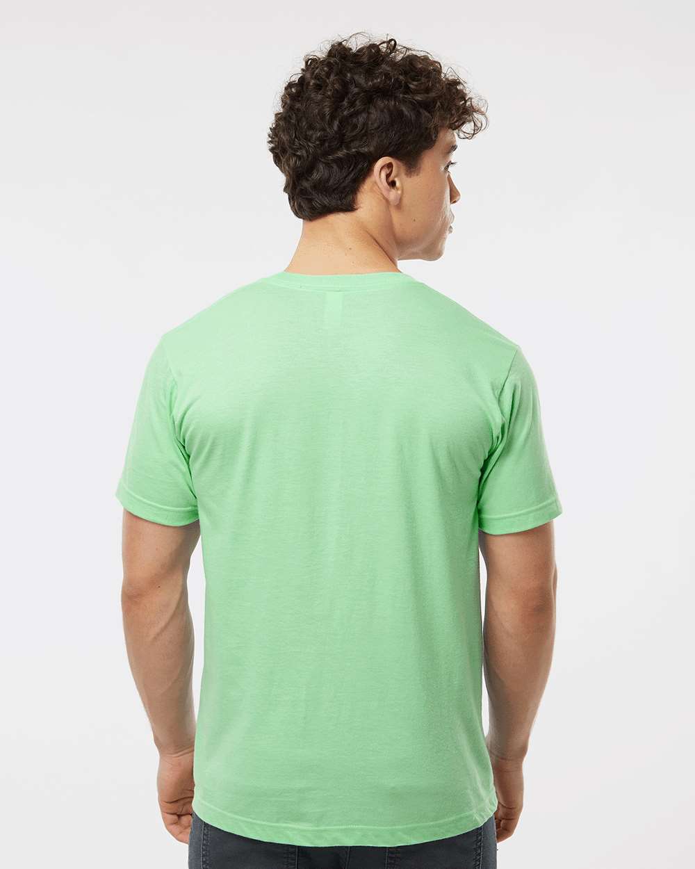 Men's Fine Jersey T-Shirt - OnModelBack - B10259192 - Heather Neo Mint
