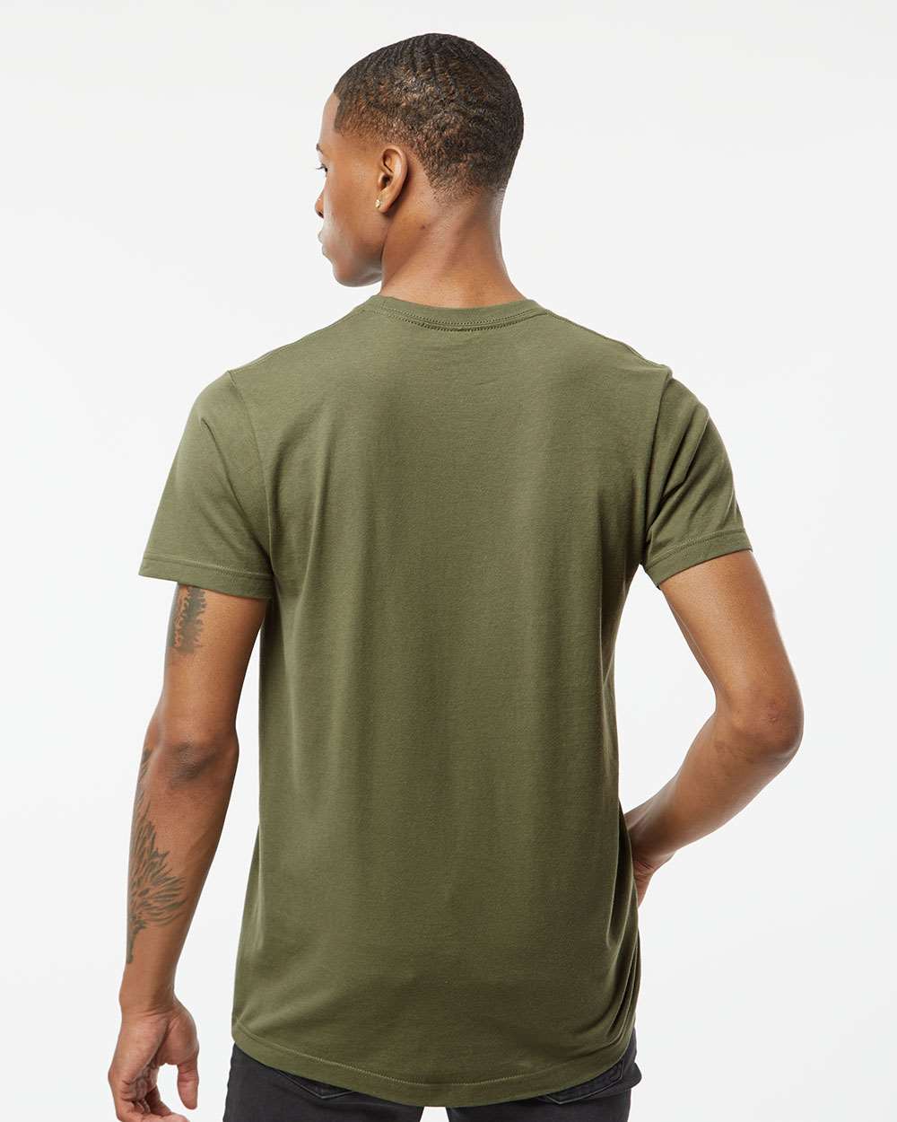 Men's Fine Jersey T-Shirt - OnModelBack - B10259212 - Military Green