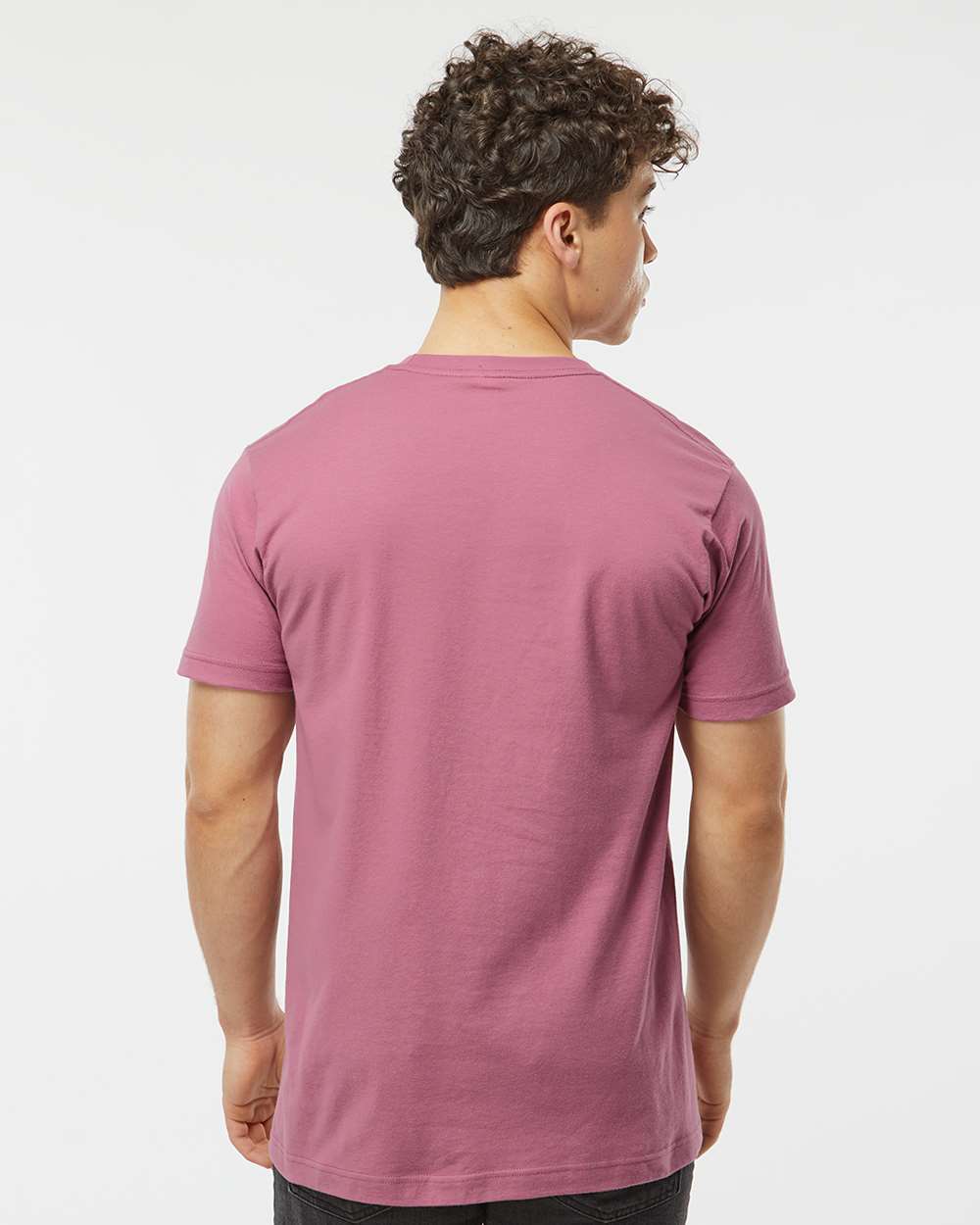 Men's Fine Jersey T-Shirt - OnModelBack - B10259302 - Cassis