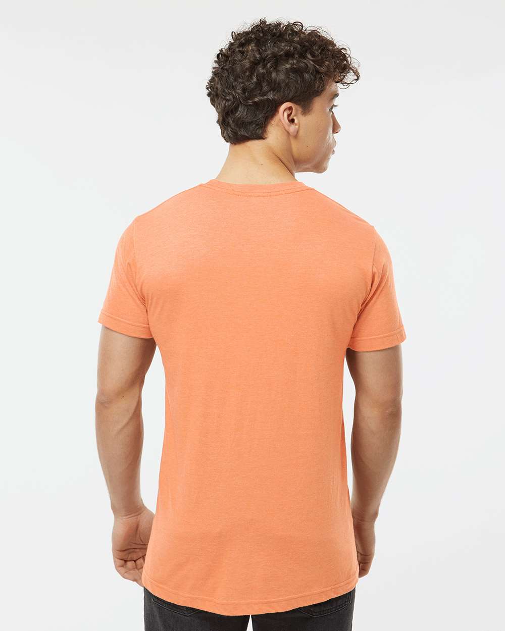 Men's Fine Jersey T-Shirt - OnModelBack - B10259332 - Heather Cantaloupe