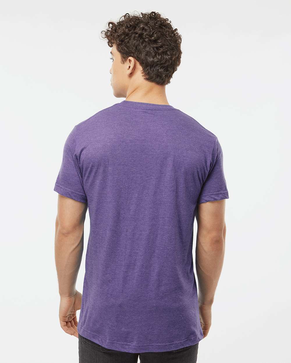 Men's Fine Jersey T-Shirt - OnModelBack - B10259672 - Heather Purple