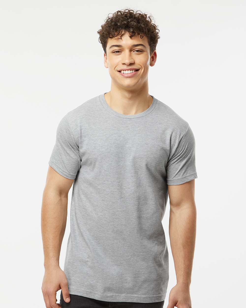 Men's Fine Jersey T-Shirt - OnModelFront - B10259092 - Heather Grey