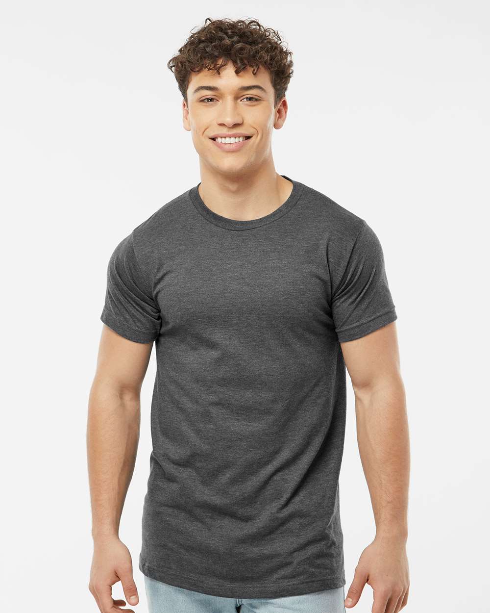 Men's Fine Jersey T-Shirt - OnModelFront - B10259132 - Heather Charcoal