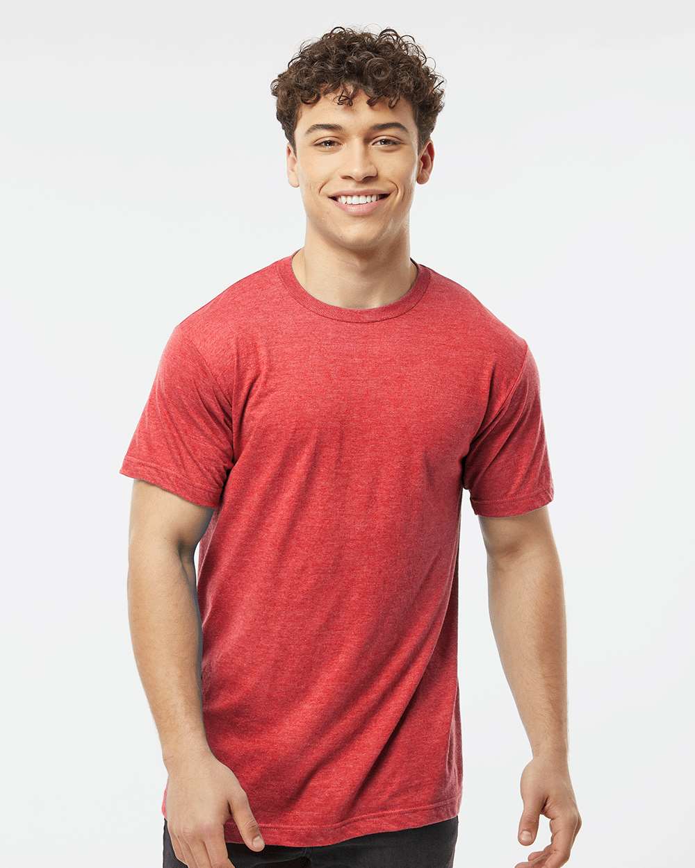 Men's Fine Jersey T-Shirt - OnModelFront - B10259172 - Heather Red