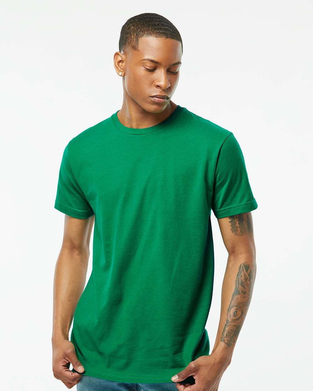 Men's Fine Jersey T-Shirt - OnModelFront - B10259182 - Kelly Green