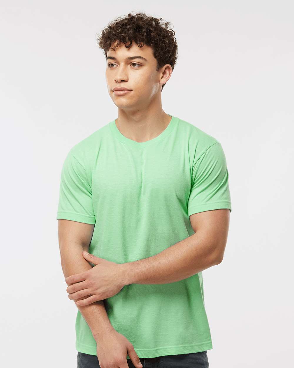 Men's Fine Jersey T-Shirt - OnModelFront - B10259192 - Heather Neo Mint