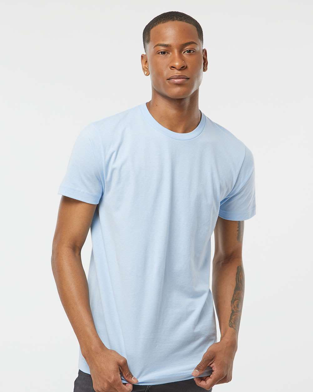 Men's Fine Jersey T-Shirt - OnModelFront - B10259252 - Baby Blue