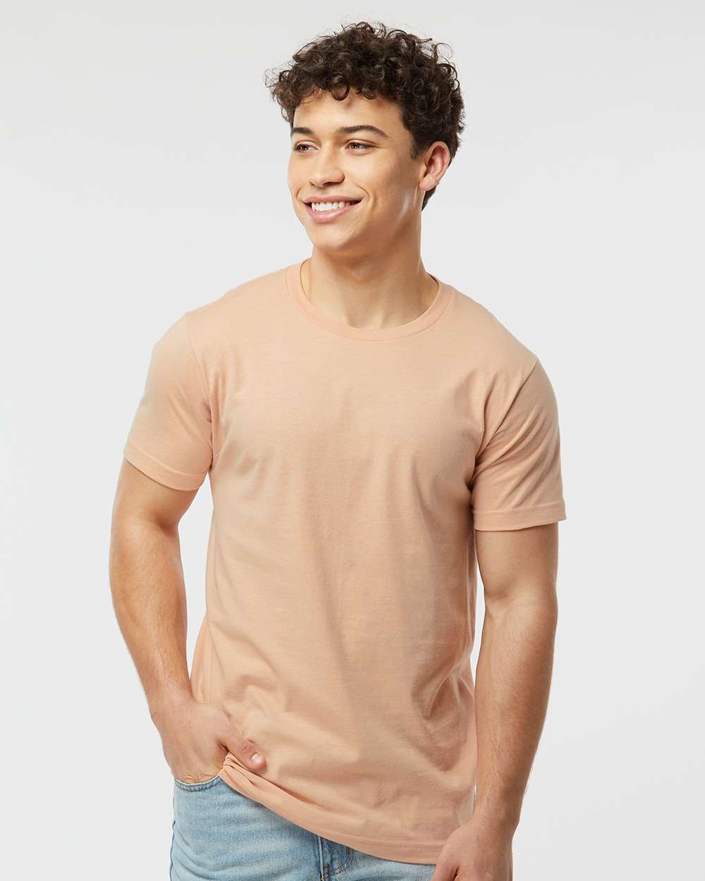 Men's Fine Jersey T-Shirt - OnModelFront - B10259282 - Peach