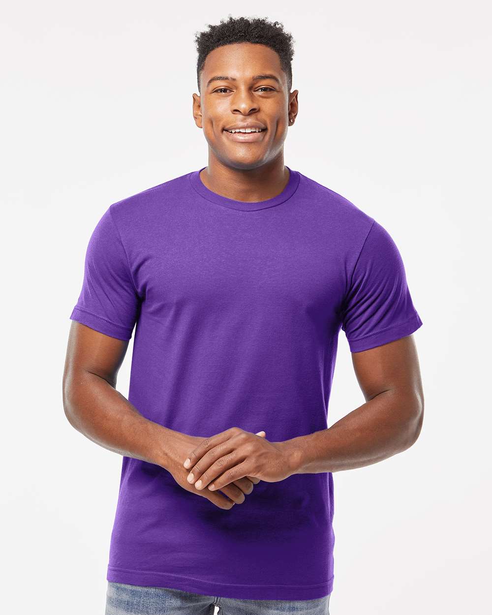 Men's Fine Jersey T-Shirt - OnModelFront - B10259312 - Purple