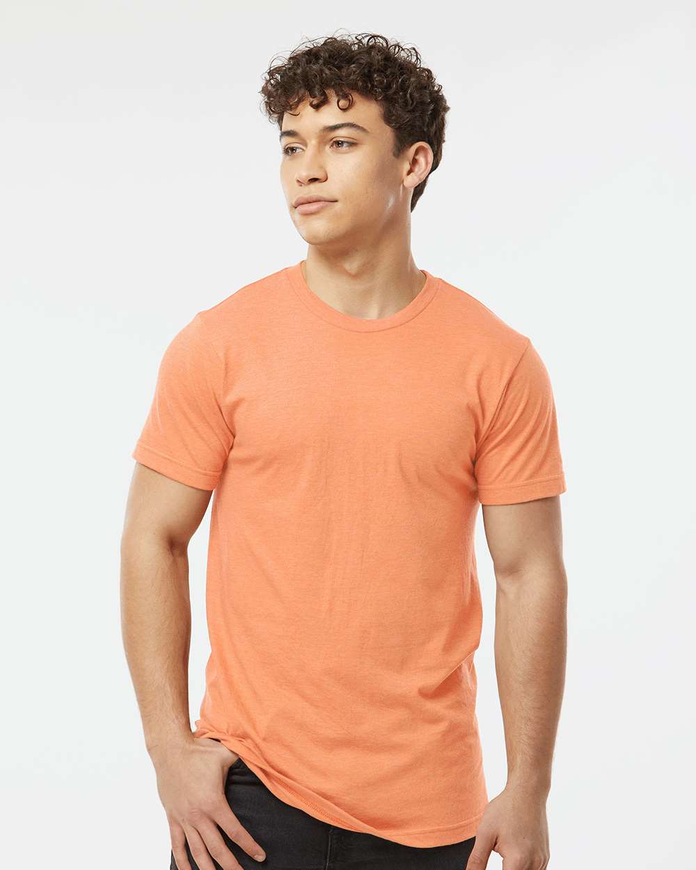 Men's Fine Jersey T-Shirt - OnModelFront - B10259332 - Heather Cantaloupe