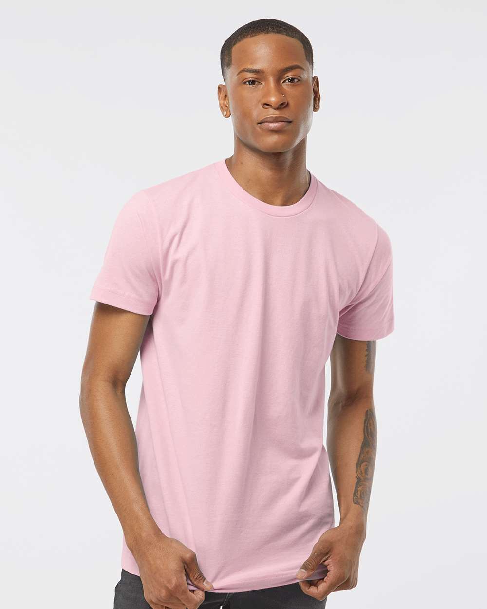Men's Fine Jersey T-Shirt - OnModelFront - B10259422 - Pink