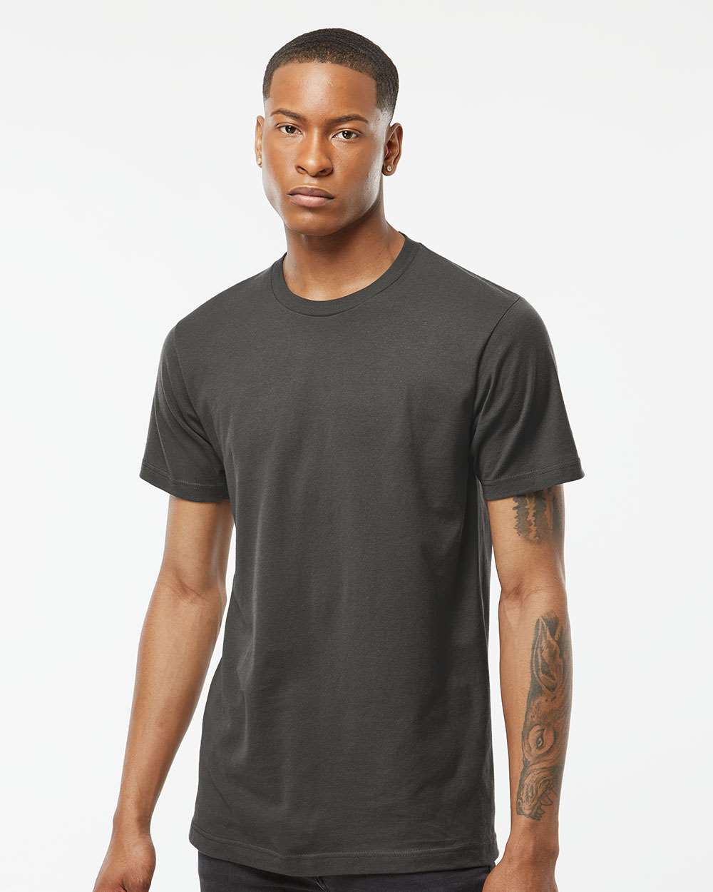 Men's Fine Jersey T-Shirt - OnModelFront - B10259592 - Charcoal
