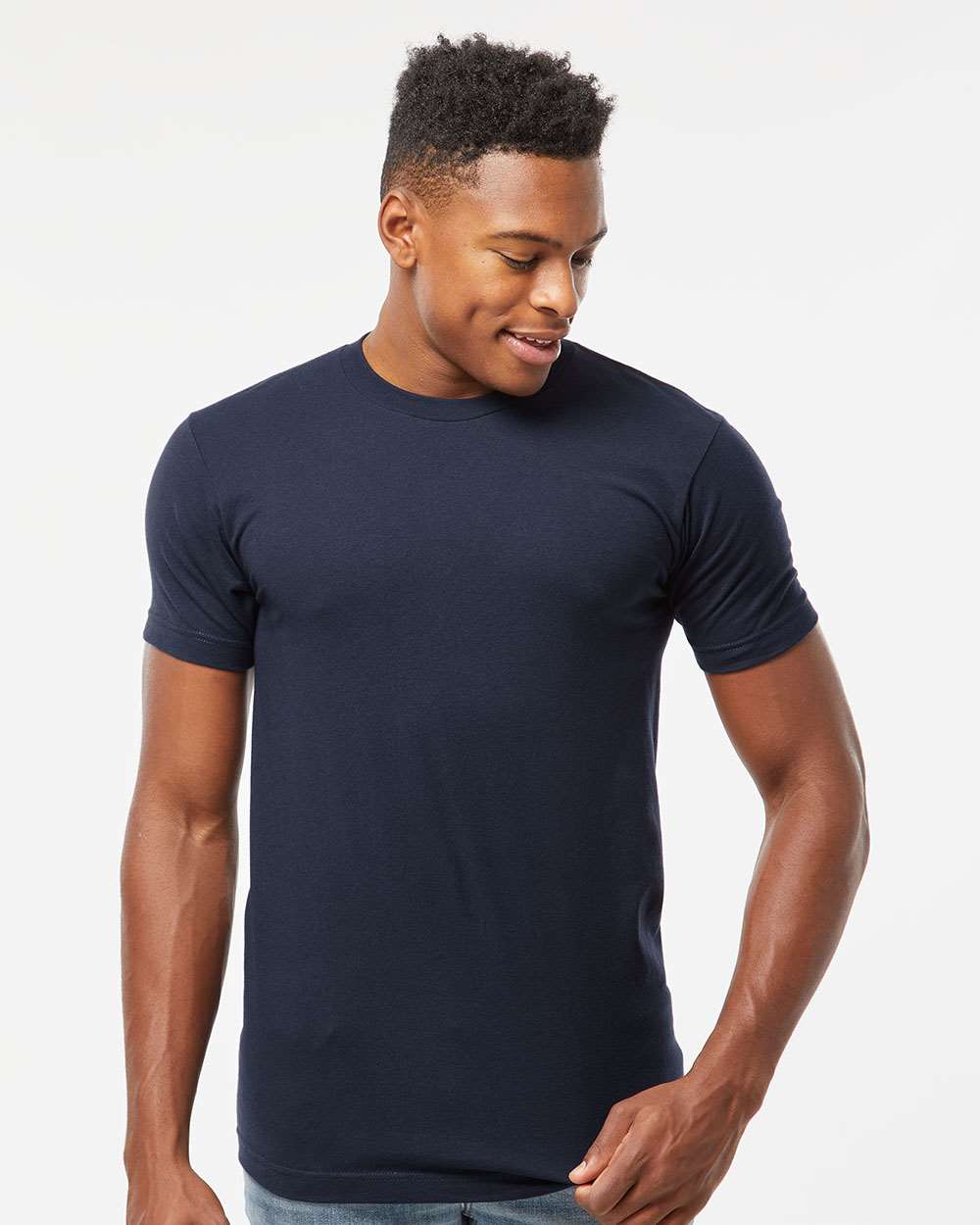 Men's Fine Jersey T-Shirt - OnModelFront - B10259652 - Navy