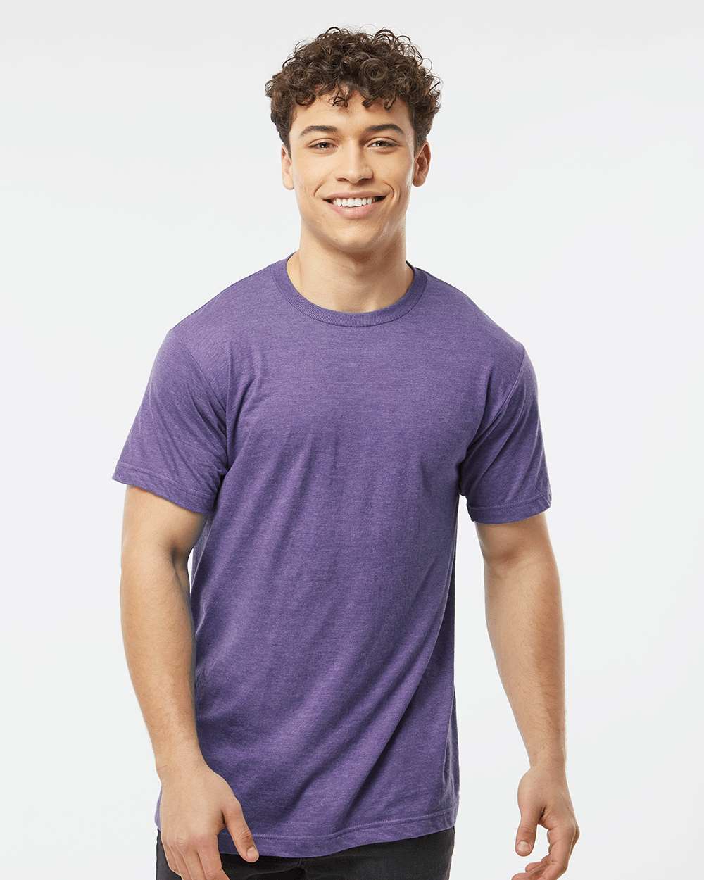 Men's Fine Jersey T-Shirt - OnModelFront - B10259672 - Heather Purple