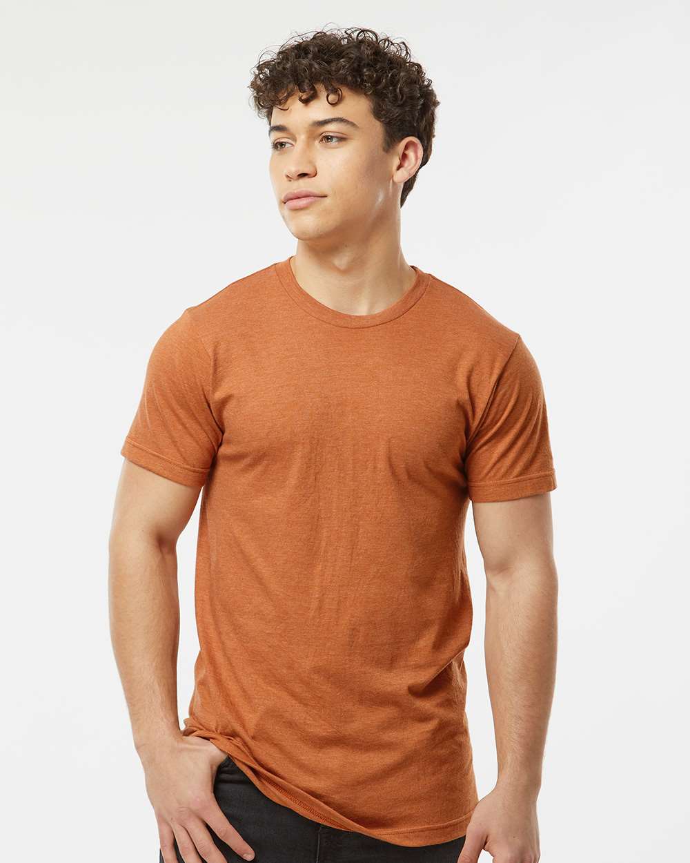 Men's Fine Jersey T-Shirt - OnModelFront - B10259842 - Heather Rust