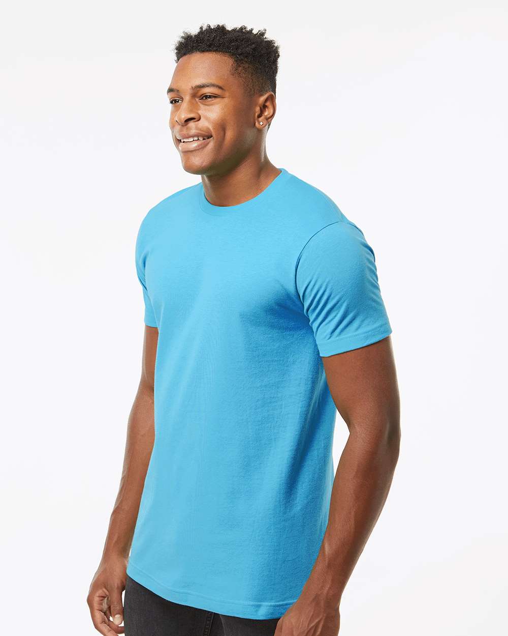 Men's Fine Jersey T-Shirt - OnModelSide - B10259042 - Aqua