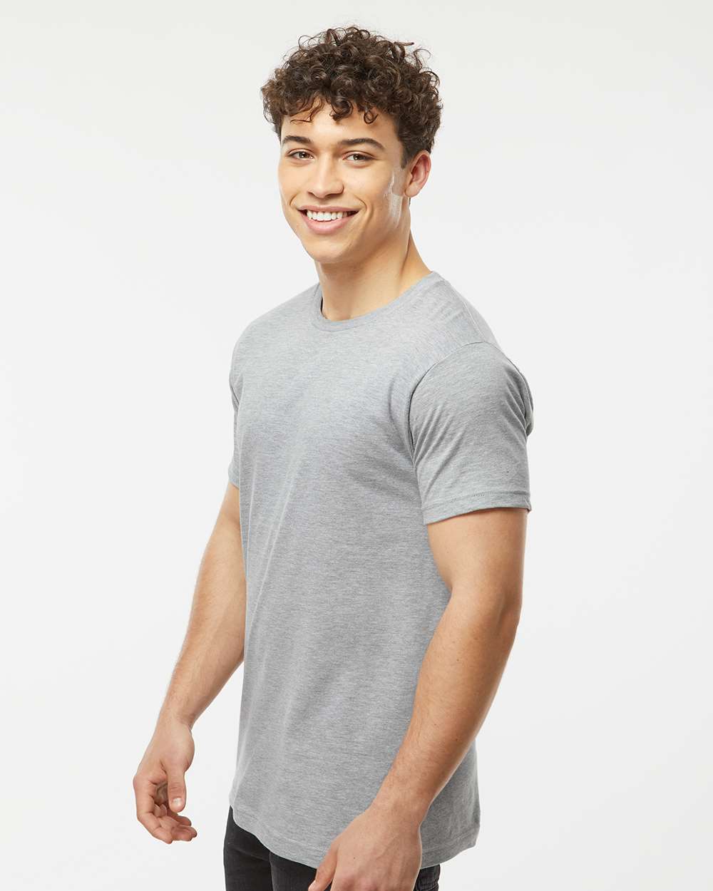 Men's Fine Jersey T-Shirt - OnModelSide - B10259092 - Heather Grey