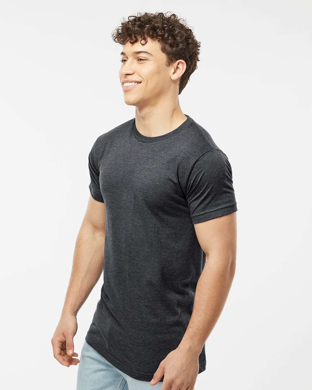 Men's Fine Jersey T-Shirt - OnModelSide - B10259152 - Heather Graphite