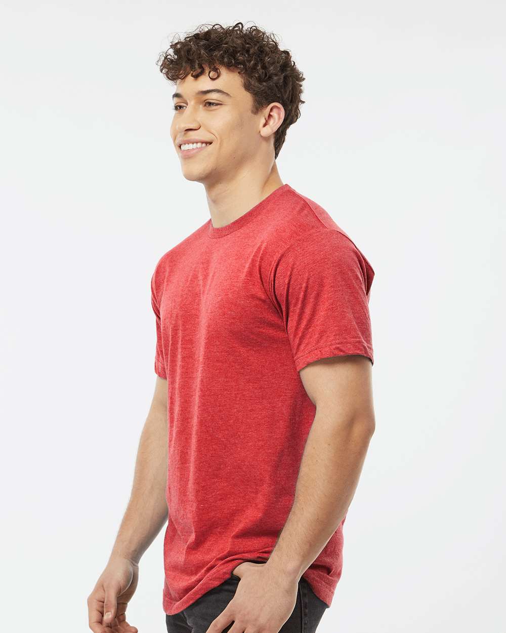 Men's Fine Jersey T-Shirt - OnModelSide - B10259172 - Heather Red