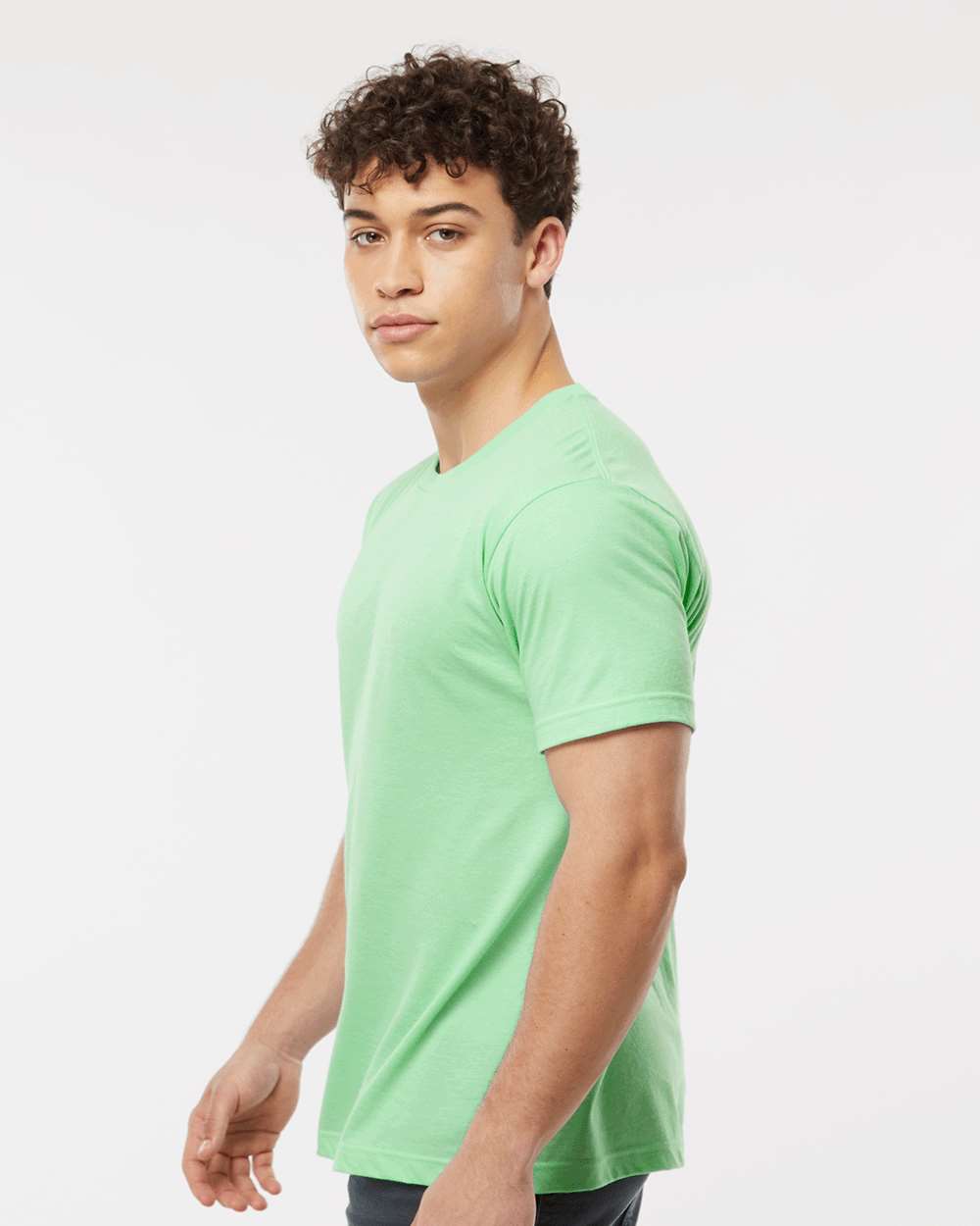 Men's Fine Jersey T-Shirt - OnModelSide - B10259192 - Heather Neo Mint