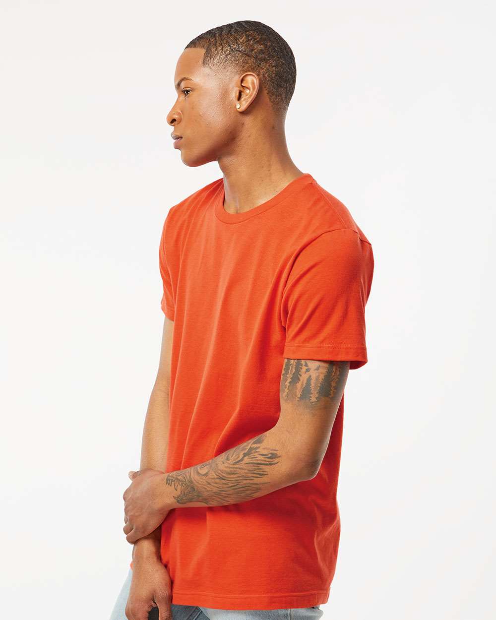 Men's Fine Jersey T-Shirt - OnModelSide - B10259262 - Orange