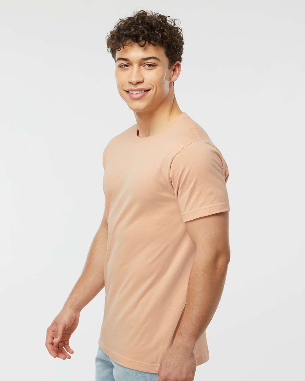 Men's Fine Jersey T-Shirt - OnModelSide - B10259282 - Peach