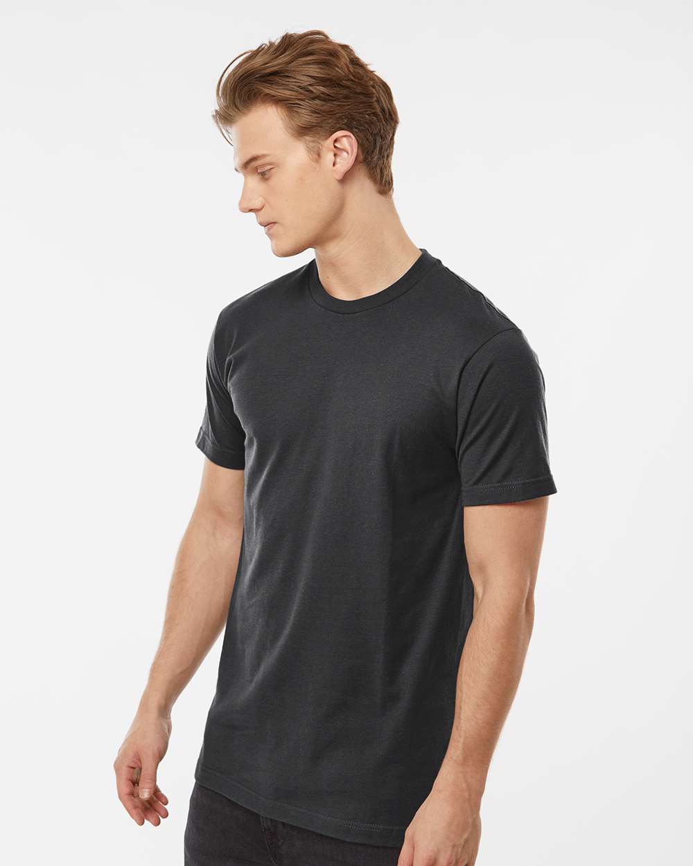 Men's Fine Jersey T-Shirt - OnModelSide - B10259402 - Coal