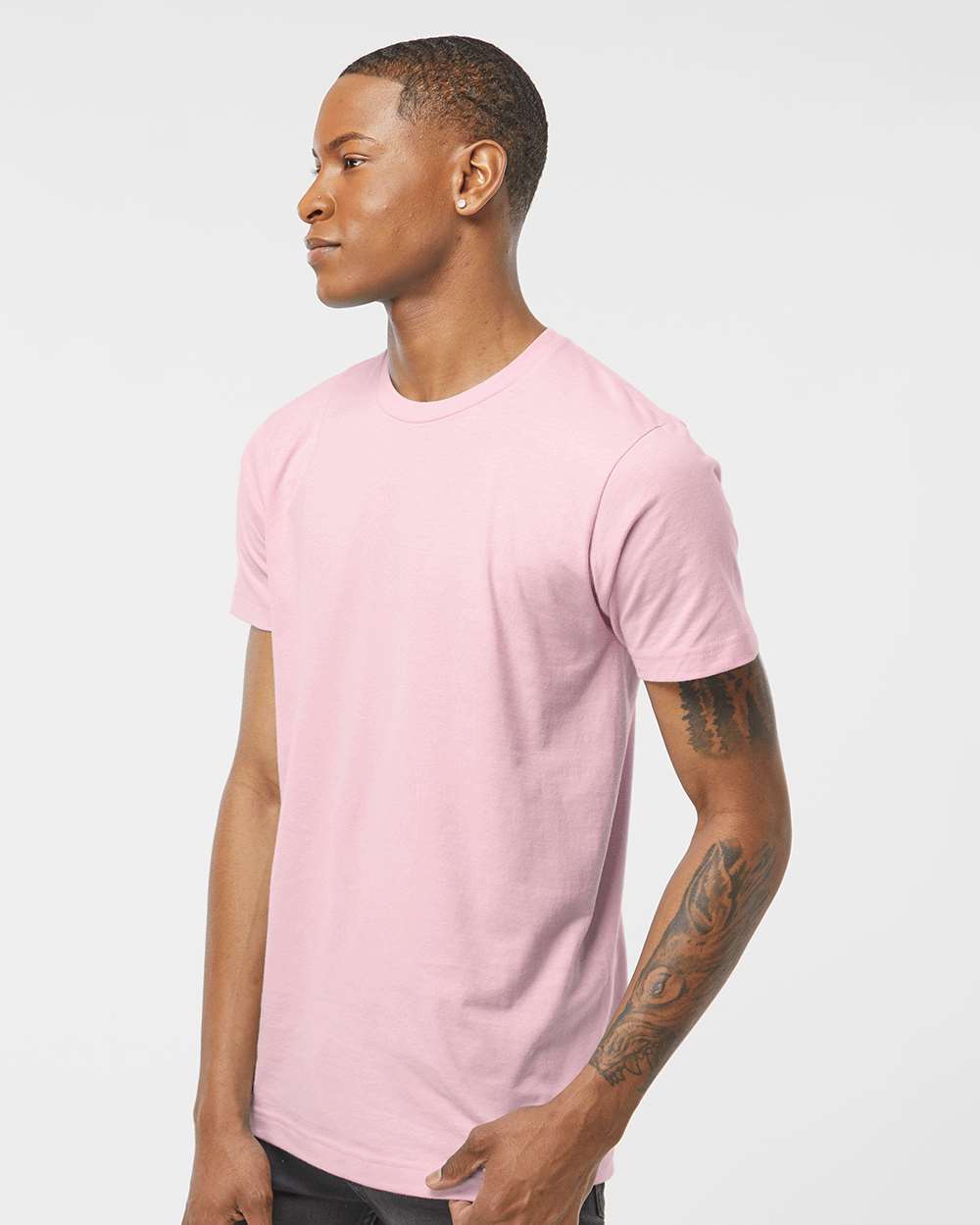 Men's Fine Jersey T-Shirt - OnModelSide - B10259422 - Pink
