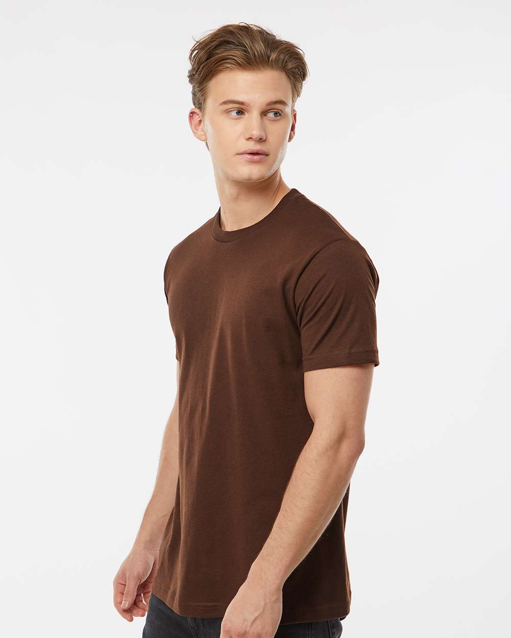 Men's Fine Jersey T-Shirt - OnModelSide - B10259552 - Brown