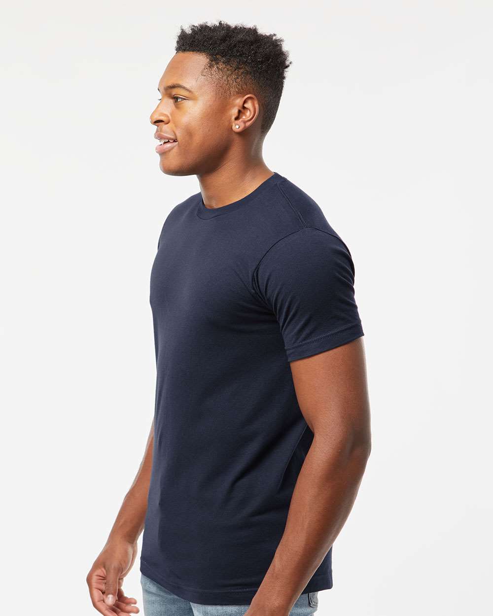 Men's Fine Jersey T-Shirt - OnModelSide - B10259652 - Navy